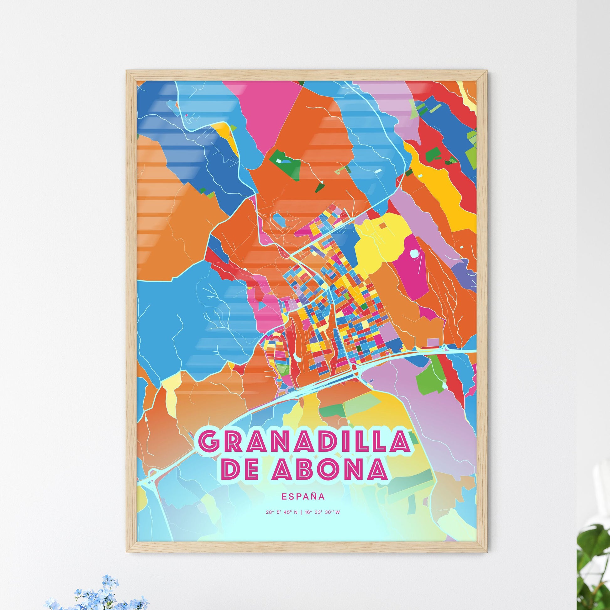Colorful GRANADILLA DE ABONA SPAIN Fine Art Map Crazy Colors