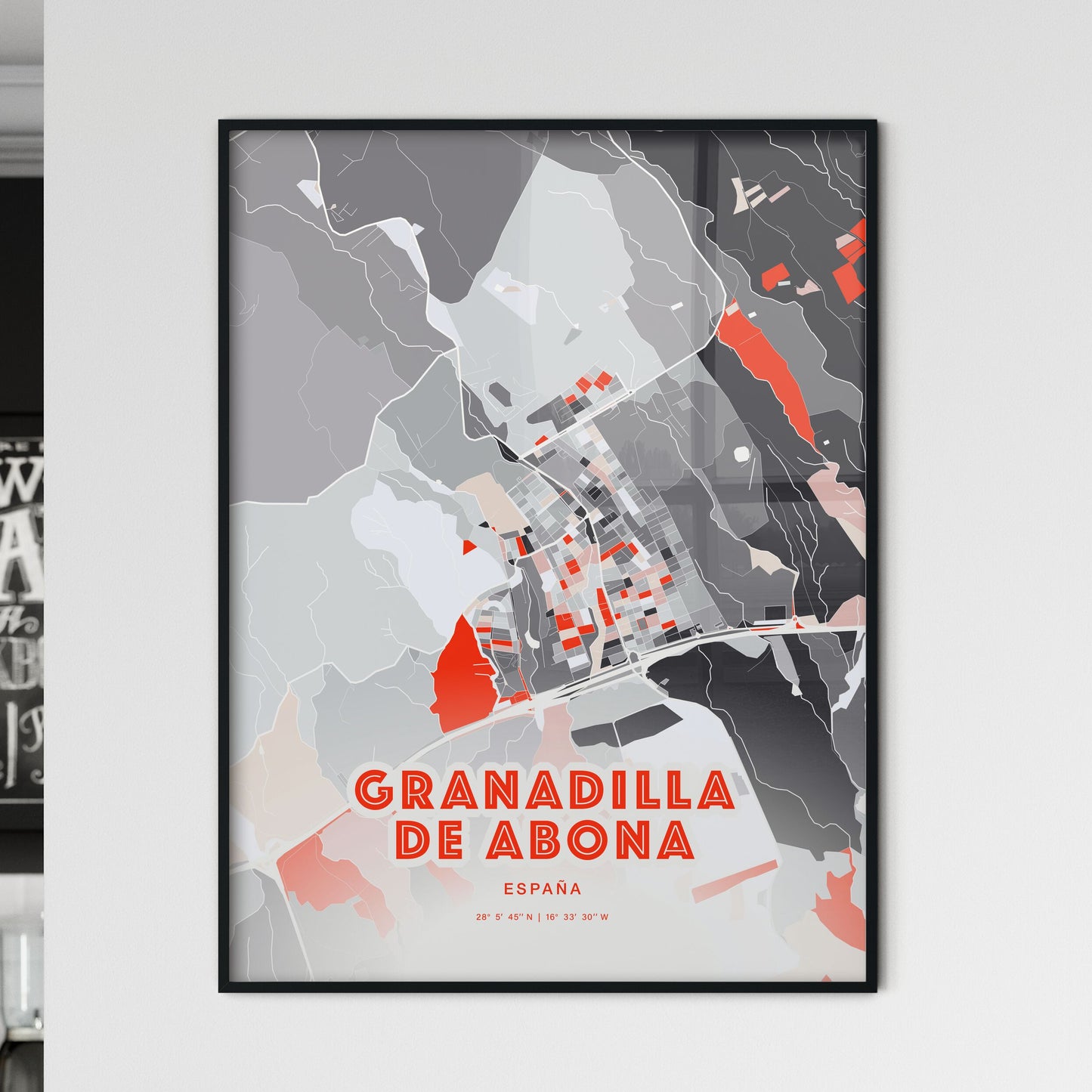 Colorful GRANADILLA DE ABONA SPAIN Fine Art Map Modern