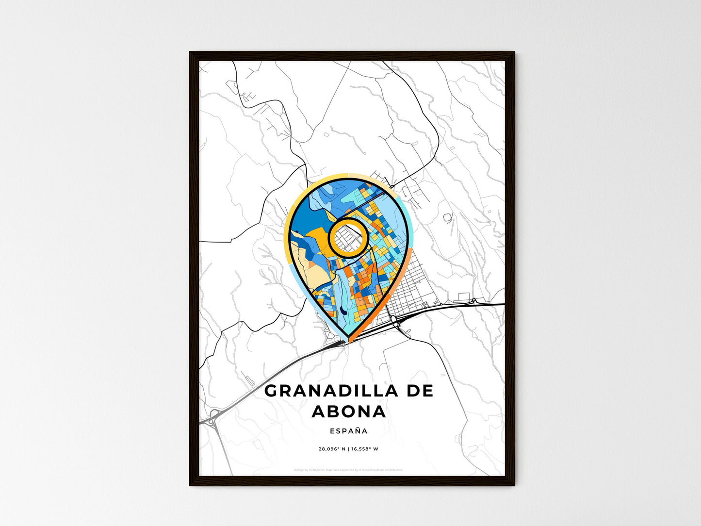 Granadilla De Abona Spain wedding art map with pointer icon