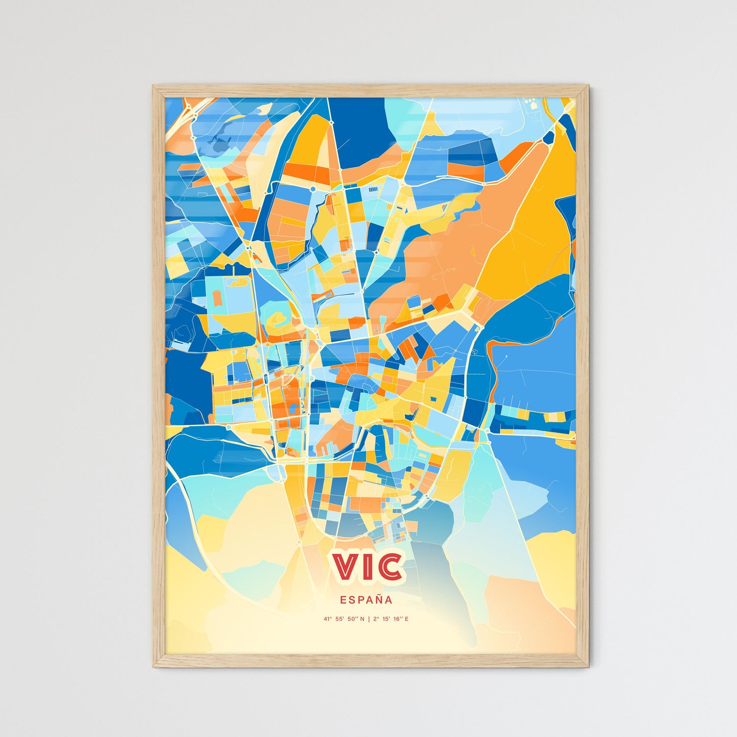 Colorful VIC SPAIN Fine Art Map Blue Orange