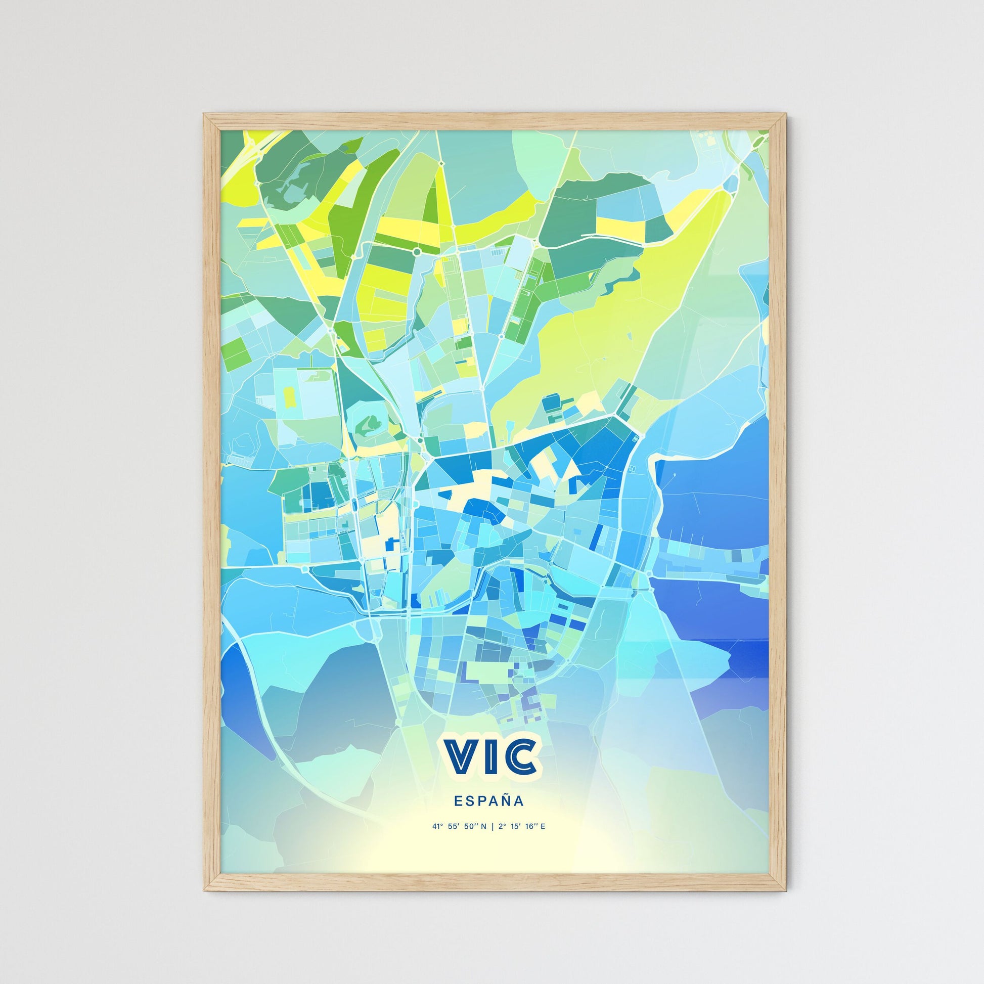 Colorful VIC SPAIN Fine Art Map Cool Blue