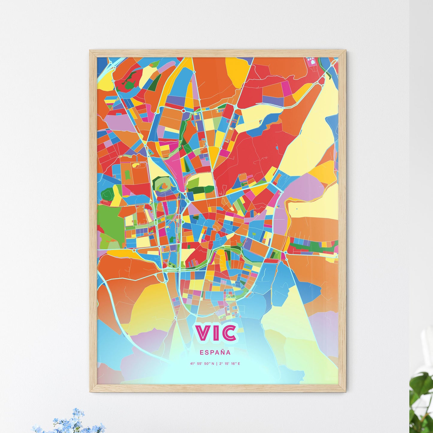 Colorful VIC SPAIN Fine Art Map Crazy Colors