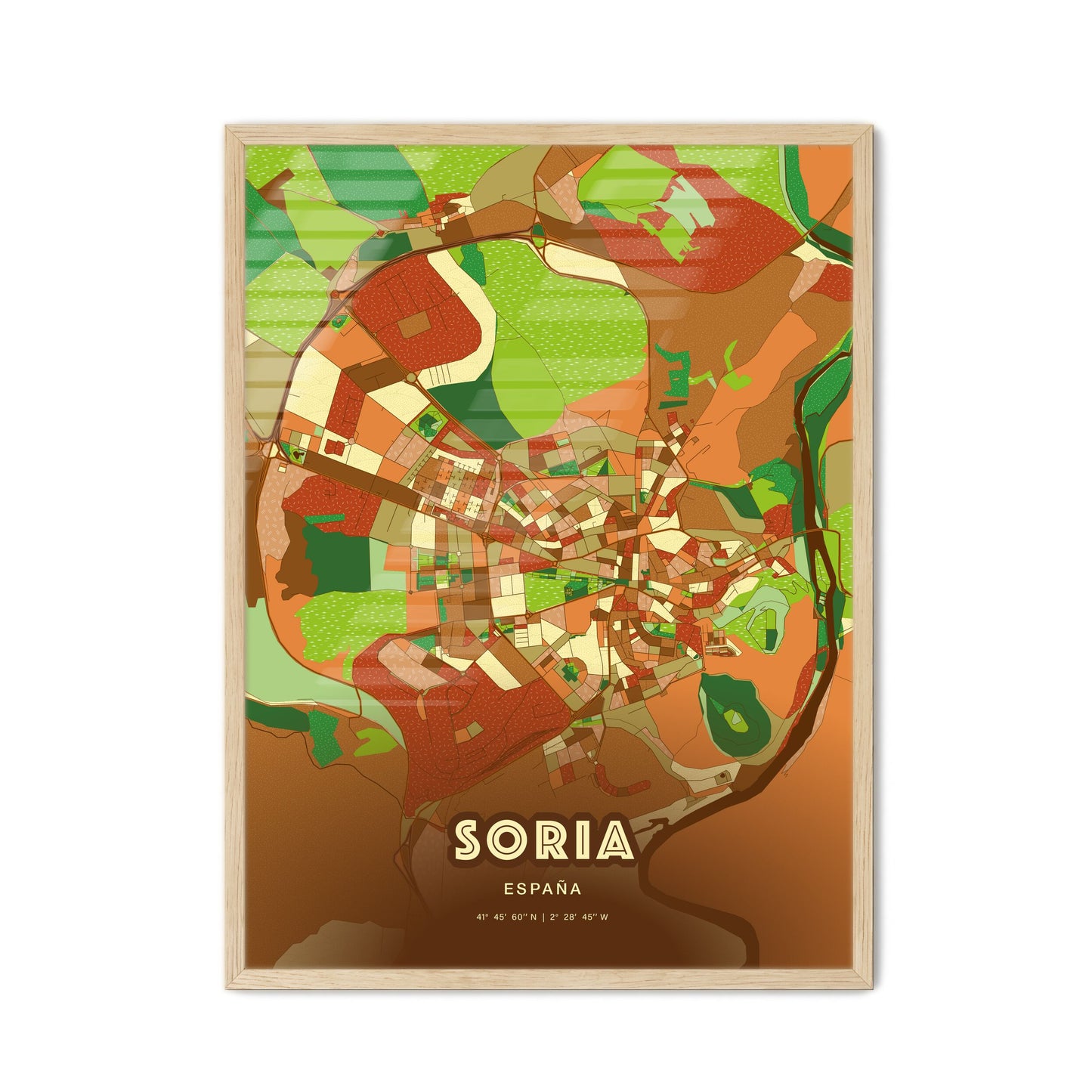 Colorful SORIA SPAIN Fine Art Map Farmhouse