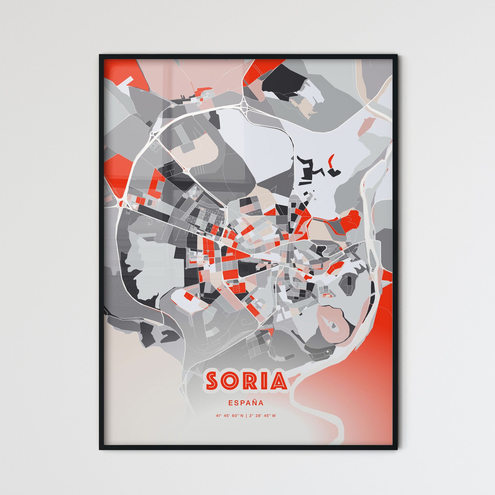 Colorful SORIA SPAIN Fine Art Map Modern