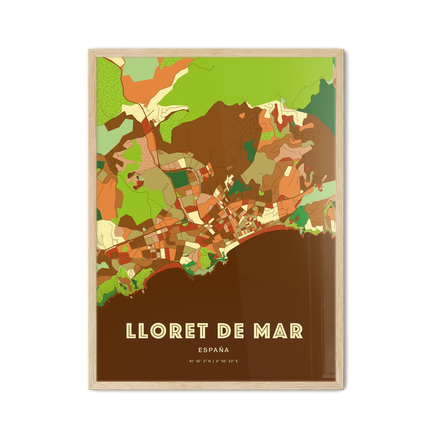 Colorful LLORET DE MAR SPAIN Fine Art Map Farmhouse