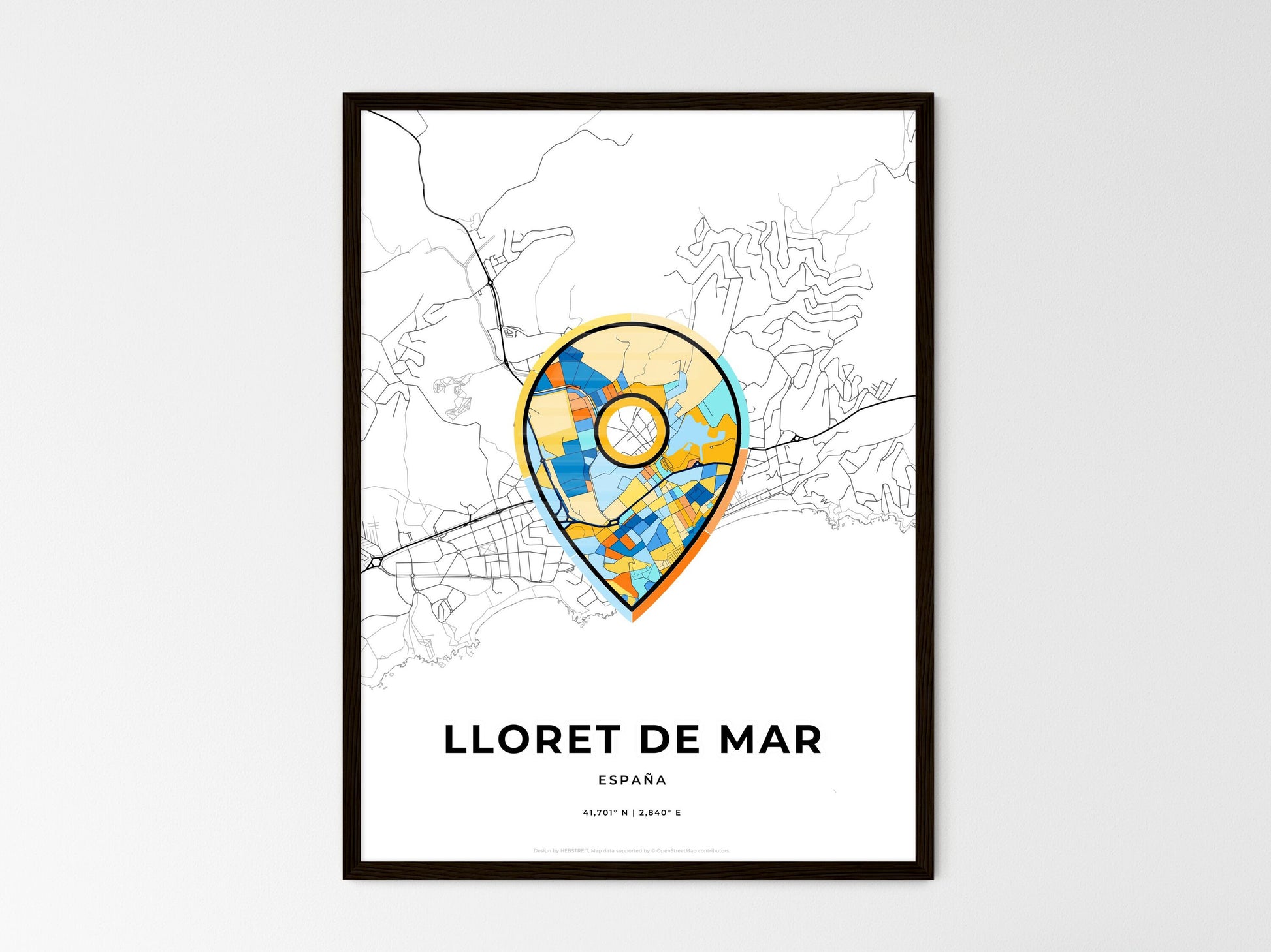 Lloret De Mar Spain wedding art map with pointer icon