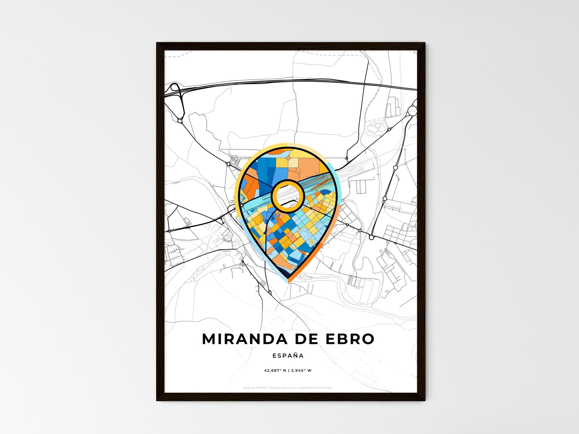 Miranda De Ebro Spain wedding art map with pointer icon