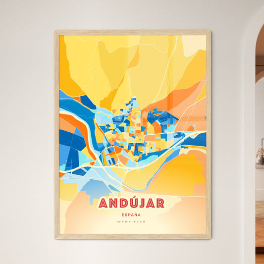 Colorful ANDÚJAR SPAIN Fine Art Map Blue Orange