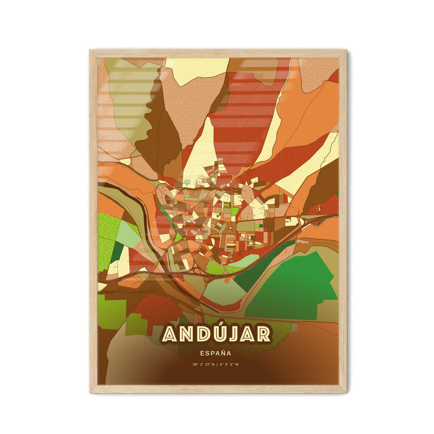 Colorful ANDÚJAR SPAIN Fine Art Map Farmhouse