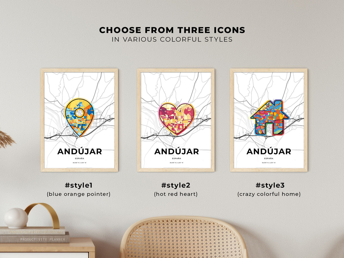 Andújar Spain maps with colorful icons