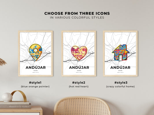 Andújar Spain maps with colorful icons