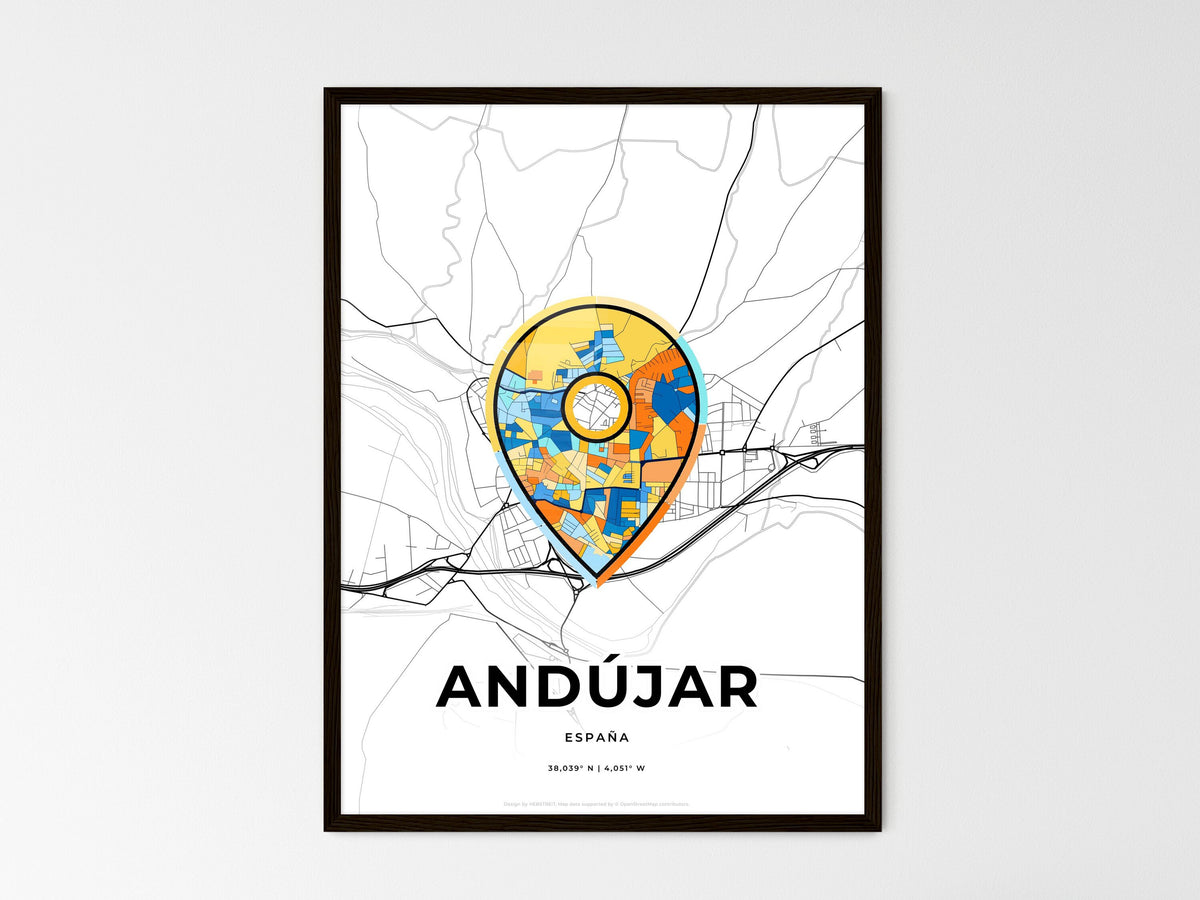 Andújar Spain wedding art map with pointer icon