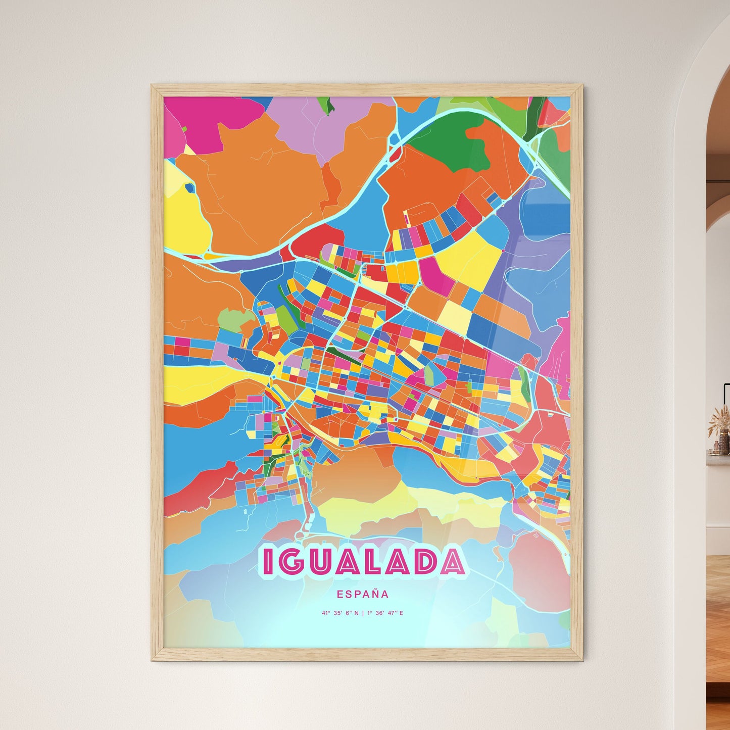 Colorful IGUALADA SPAIN Fine Art Map Crazy Colors