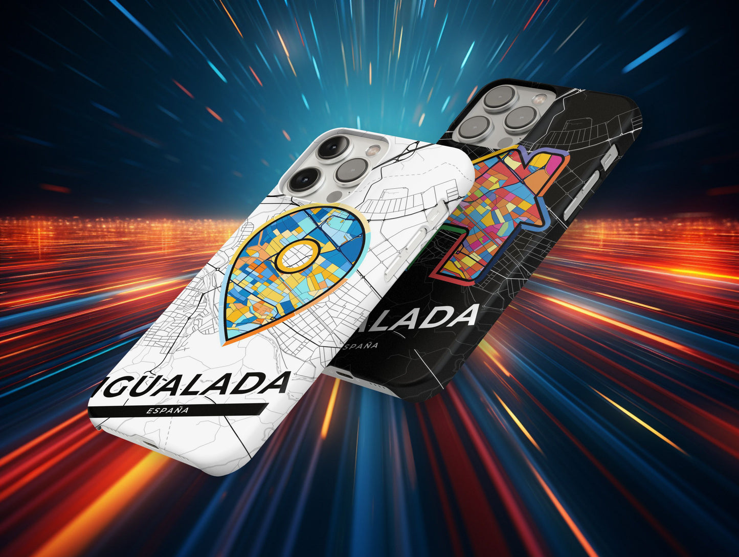 Igualada Spain slim phone case with colorful icon. Birthday, wedding or housewarming gift. Couple match cases.