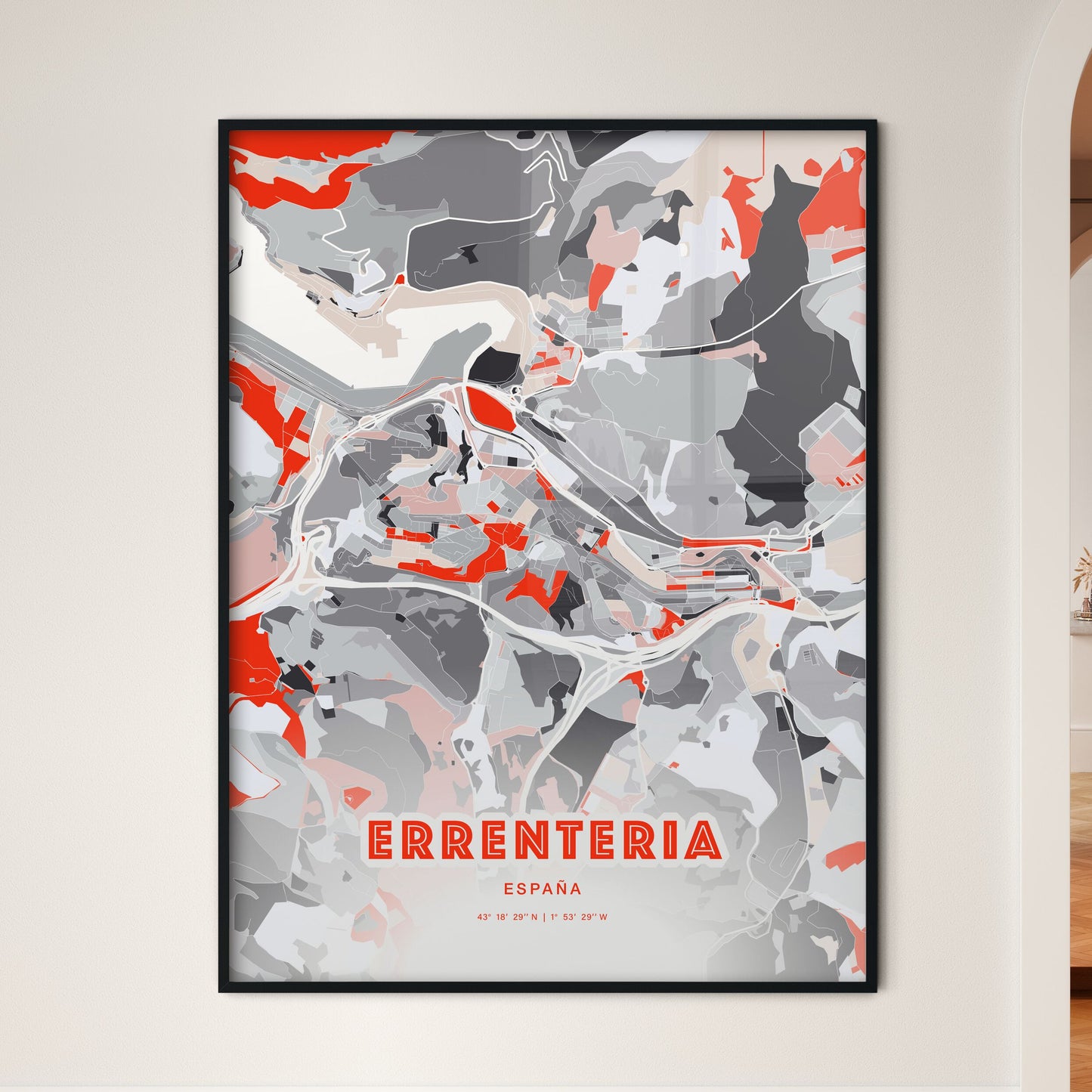 Colorful ERRENTERIA SPAIN Fine Art Map Modern