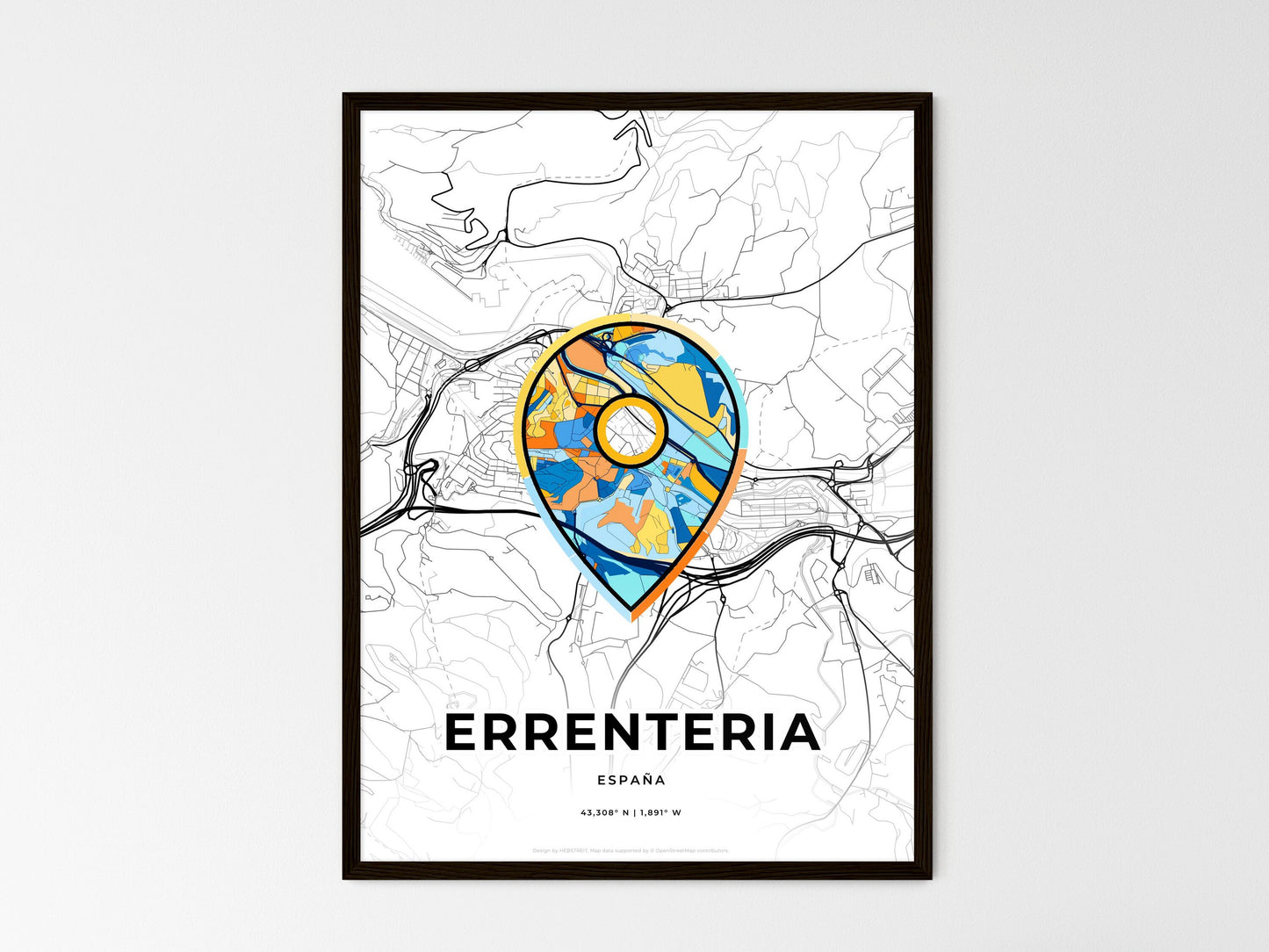 Errenteria Spain wedding art map with pointer icon
