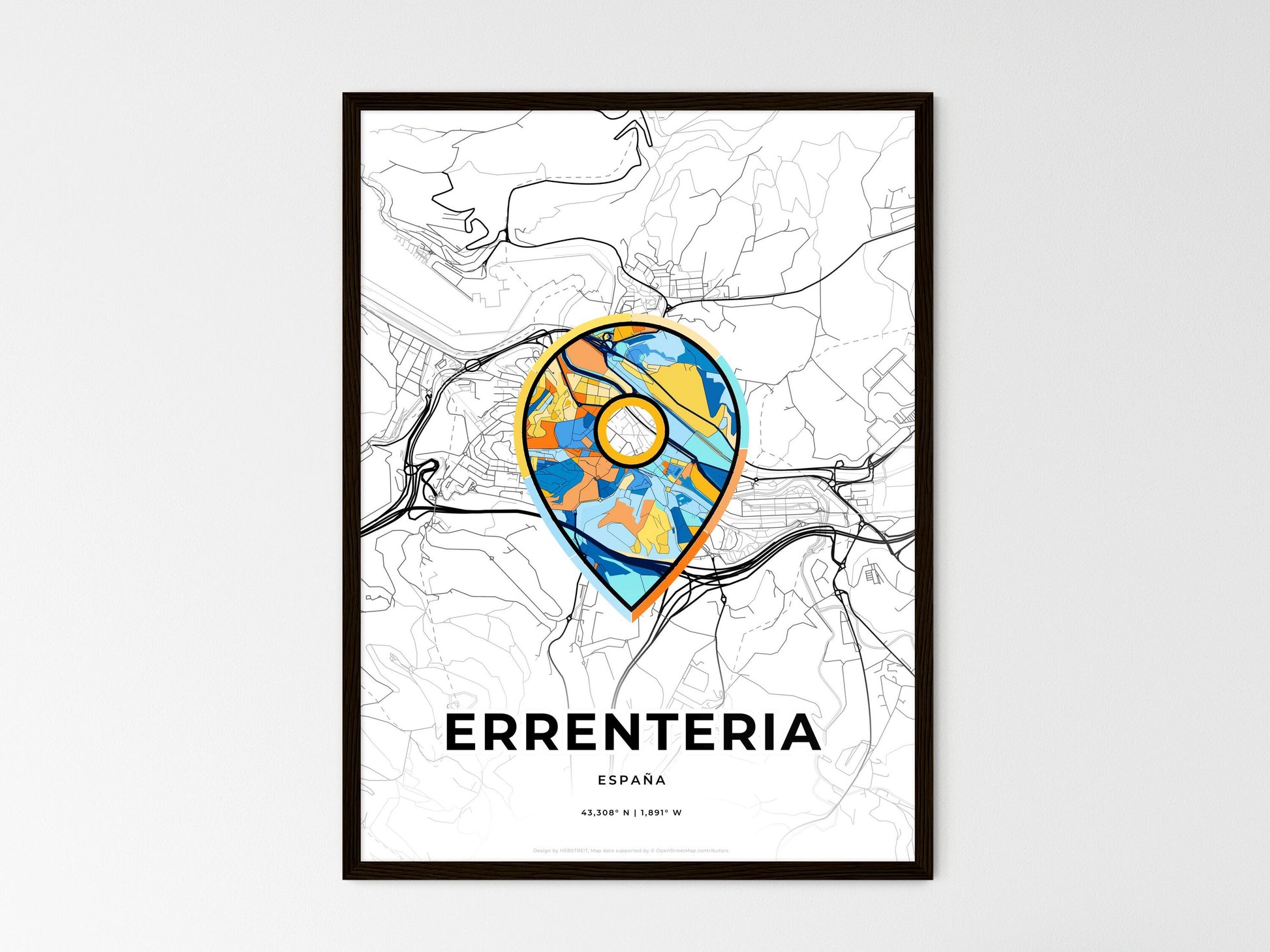 Errenteria Spain wedding art map with pointer icon