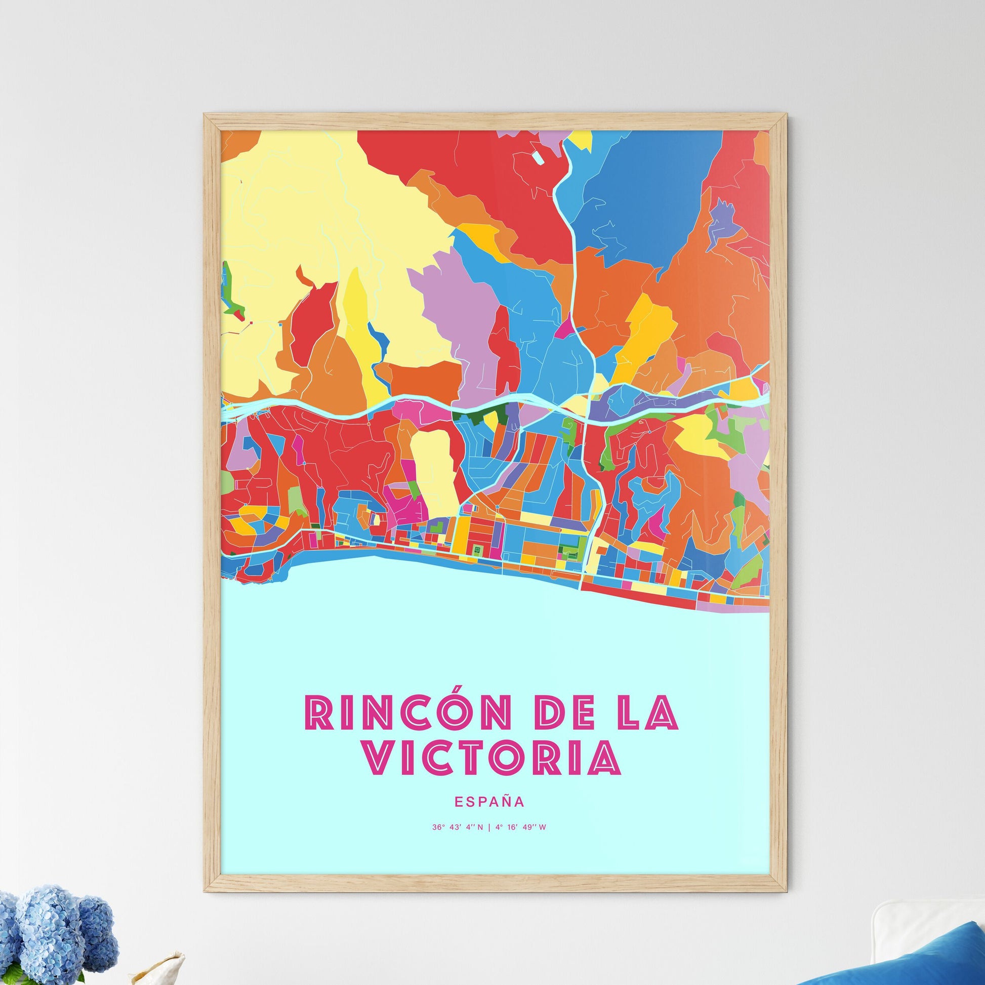Colorful RINCÓN DE LA VICTORIA SPAIN Fine Art Map Crazy Colors
