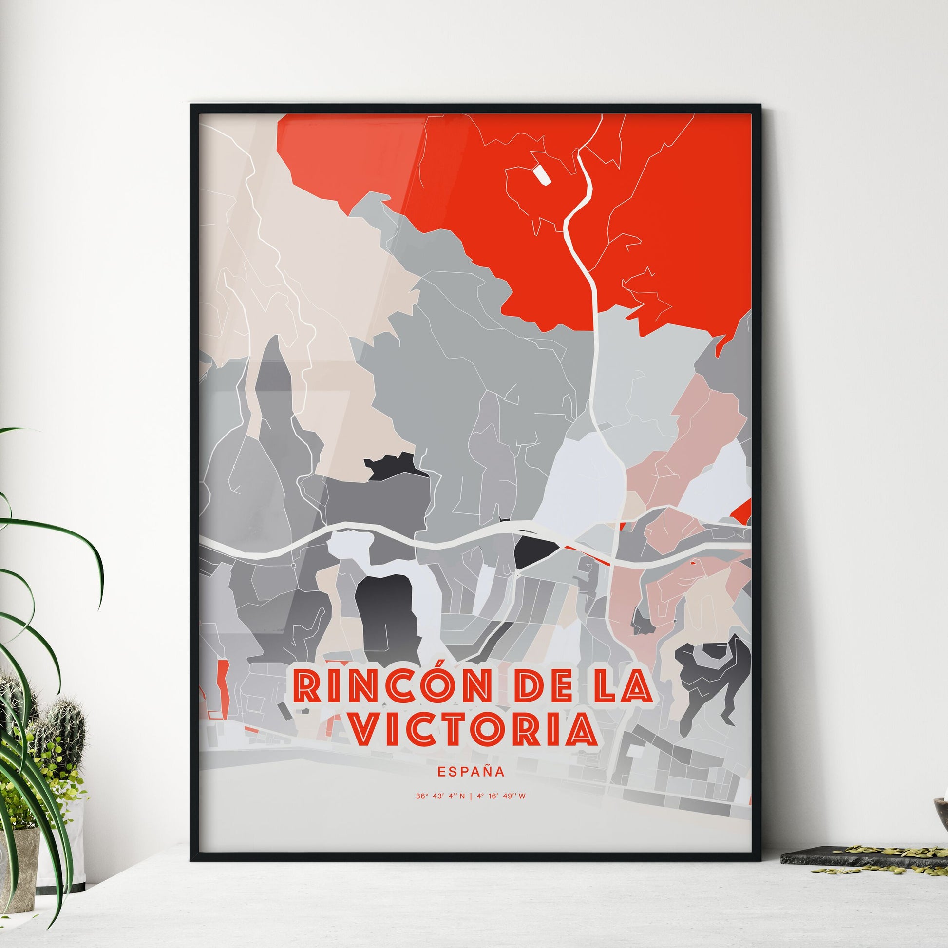 Colorful RINCÓN DE LA VICTORIA SPAIN Fine Art Map Modern