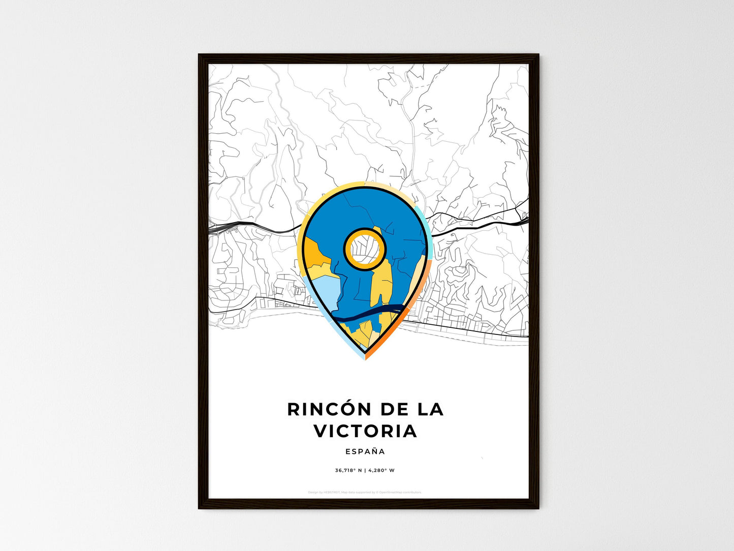 Rincón De La Victoria Spain wedding art map with pointer icon