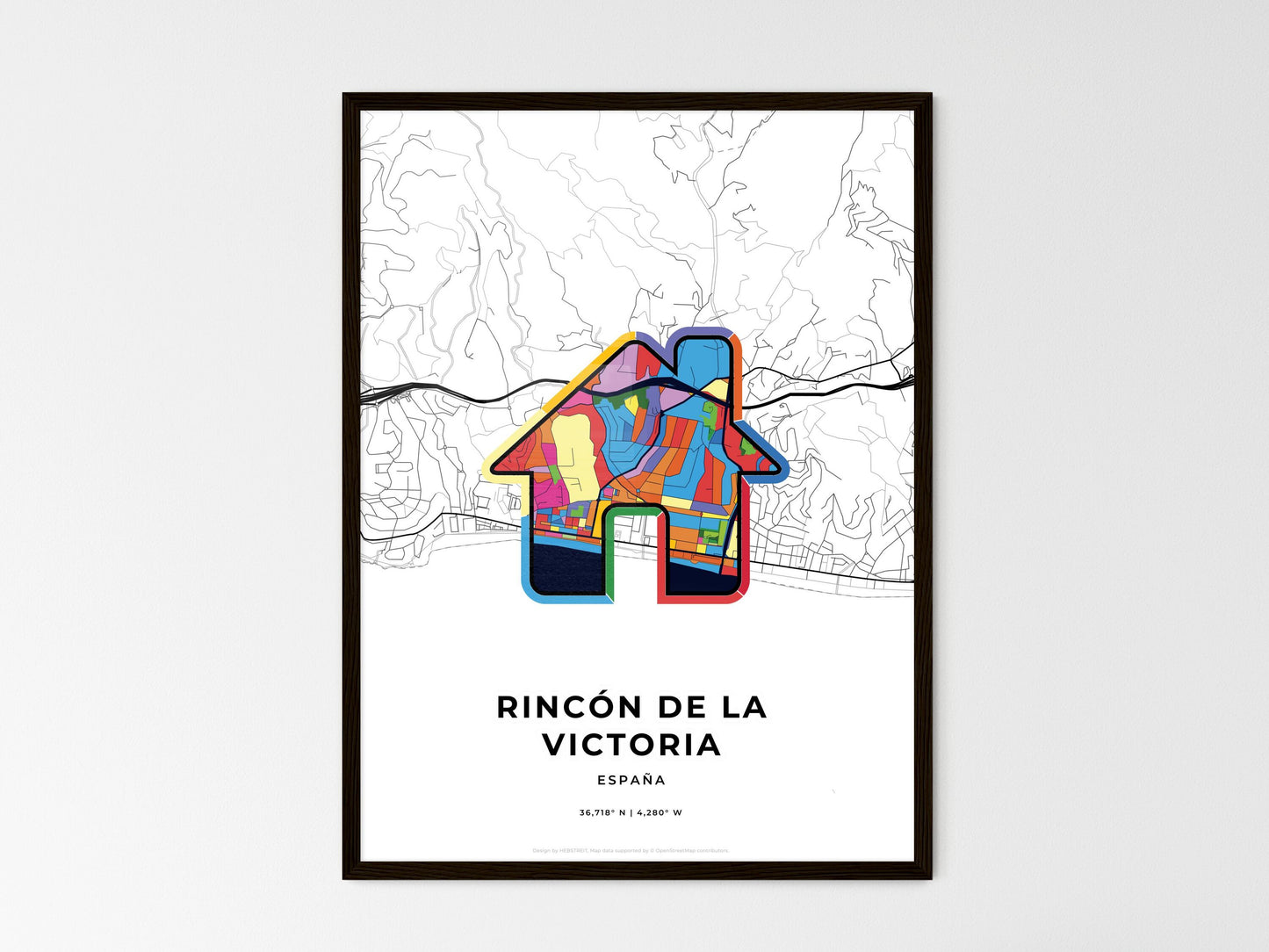 Rincón De La Victoria Spain wedding art map with home icon
