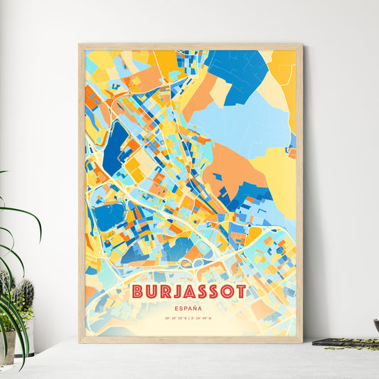 Colorful BURJASSOT SPAIN Fine Art Map Blue Orange