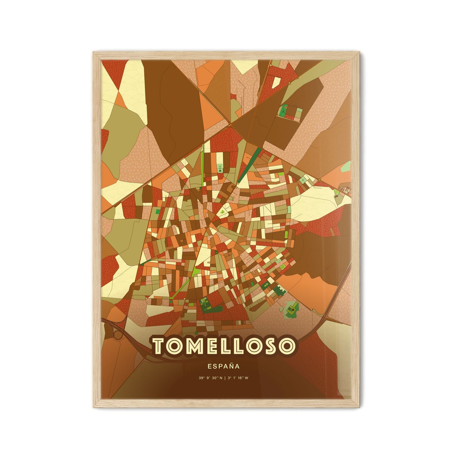 Colorful TOMELLOSO SPAIN Fine Art Map Farmhouse