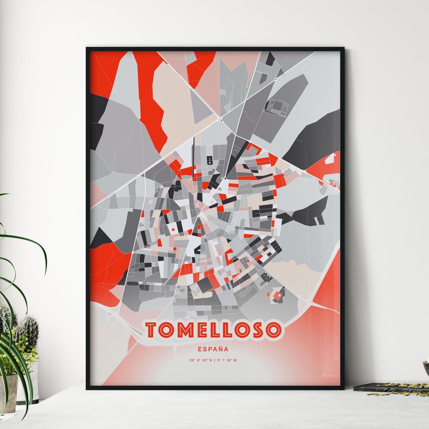 Colorful TOMELLOSO SPAIN Fine Art Map Modern