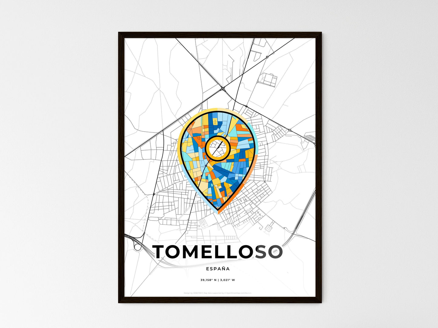 Tomelloso Spain wedding art map with pointer icon