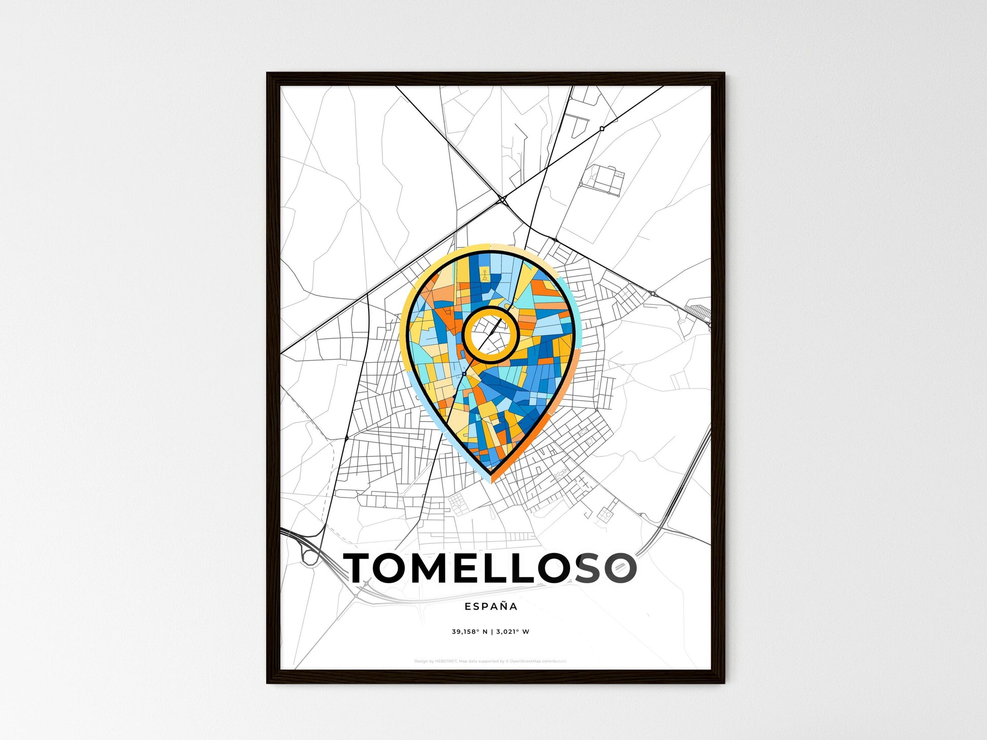 Tomelloso Spain wedding art map with pointer icon