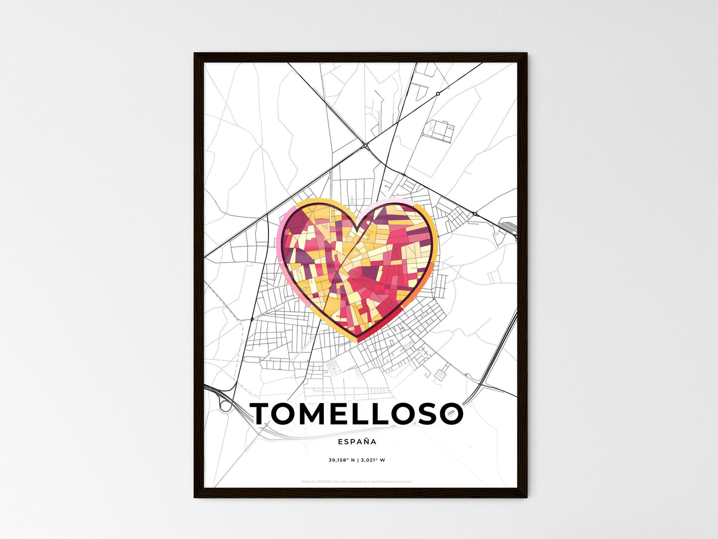 Tomelloso Spain wedding art map with heart icon