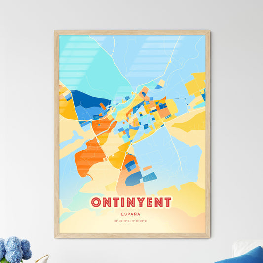 Colorful ONTINYENT SPAIN Fine Art Map Blue Orange