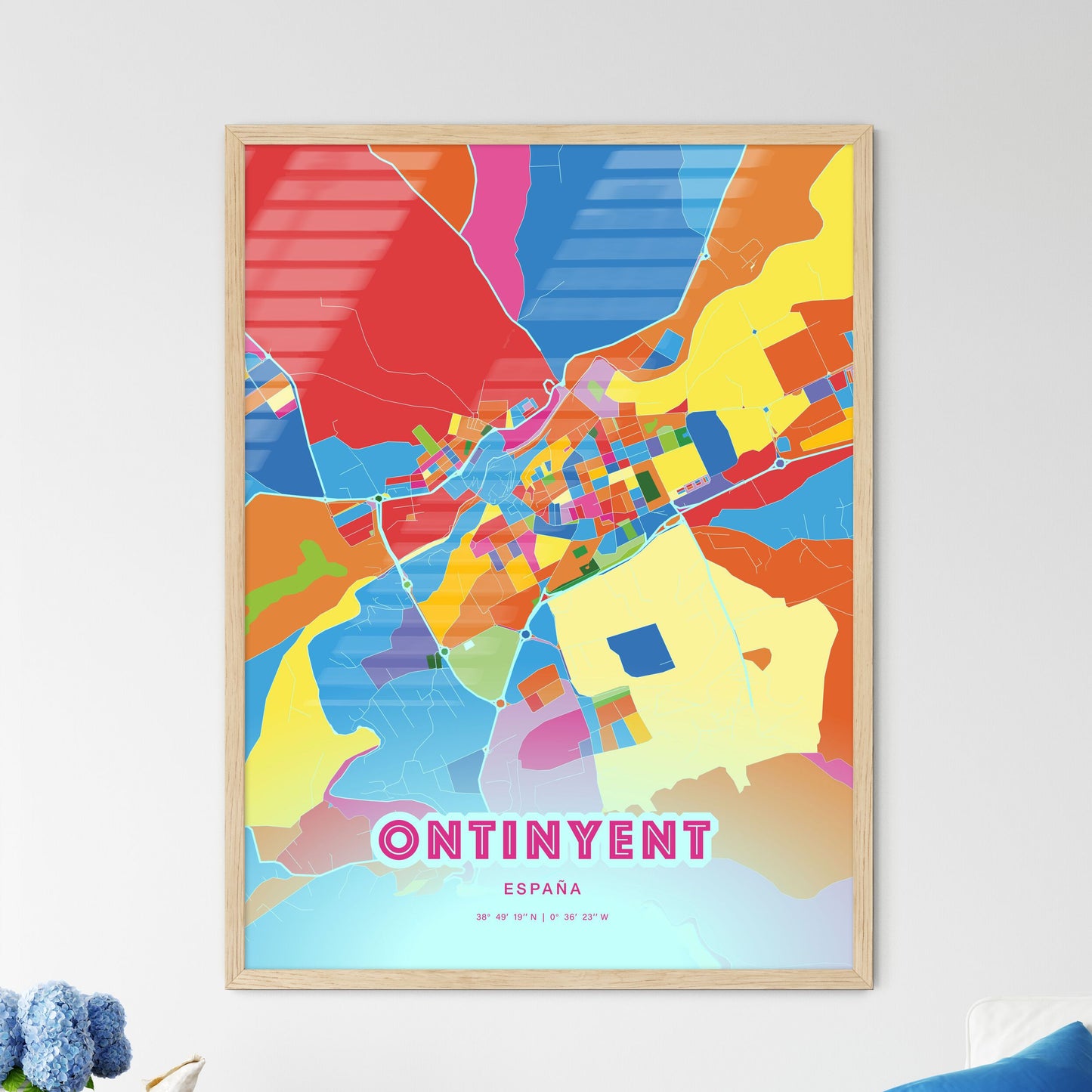 Colorful ONTINYENT SPAIN Fine Art Map Crazy Colors