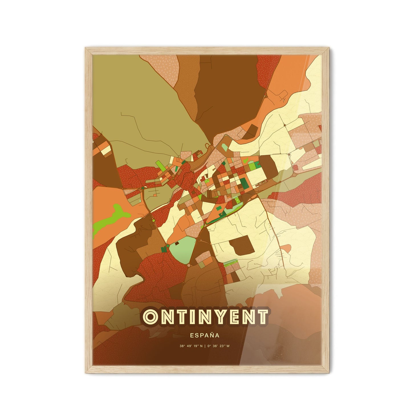 Colorful ONTINYENT SPAIN Fine Art Map Farmhouse