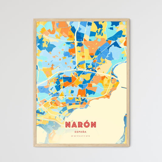 Colorful NARÓN SPAIN Fine Art Map Blue Orange