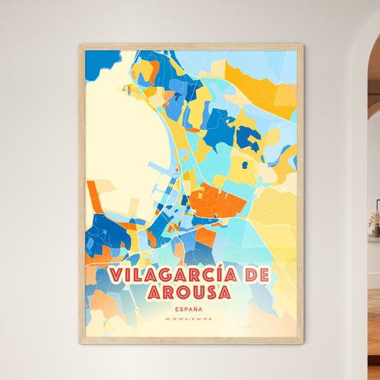 Colorful VILAGARCÍA DE AROUSA SPAIN Fine Art Map Blue Orange