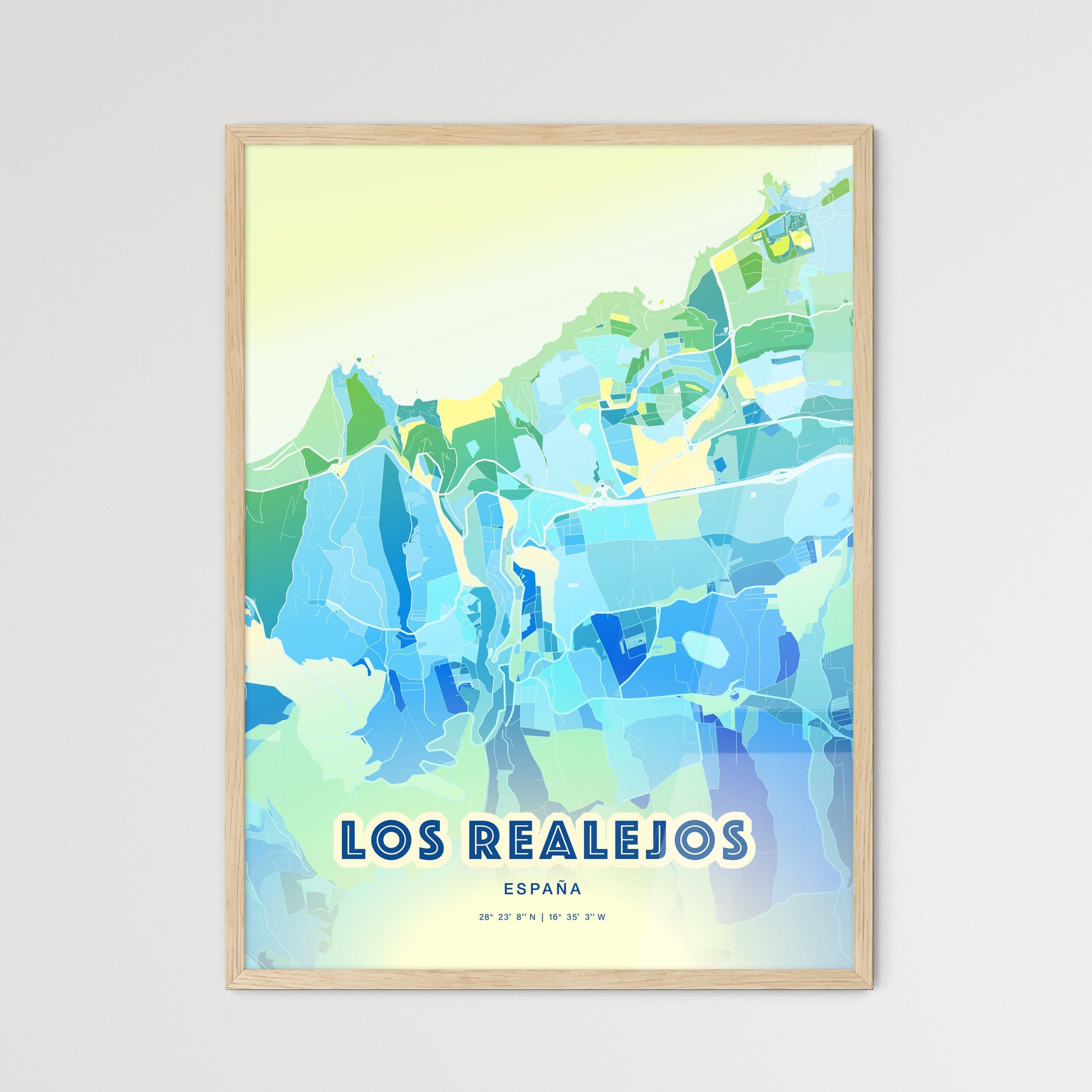 Colorful LOS REALEJOS SPAIN Fine Art Map Cool Blue