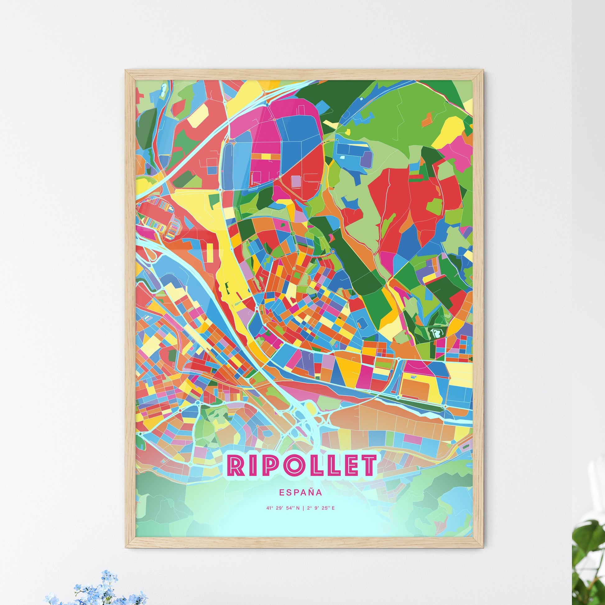 Colorful RIPOLLET SPAIN Fine Art Map Crazy Colors