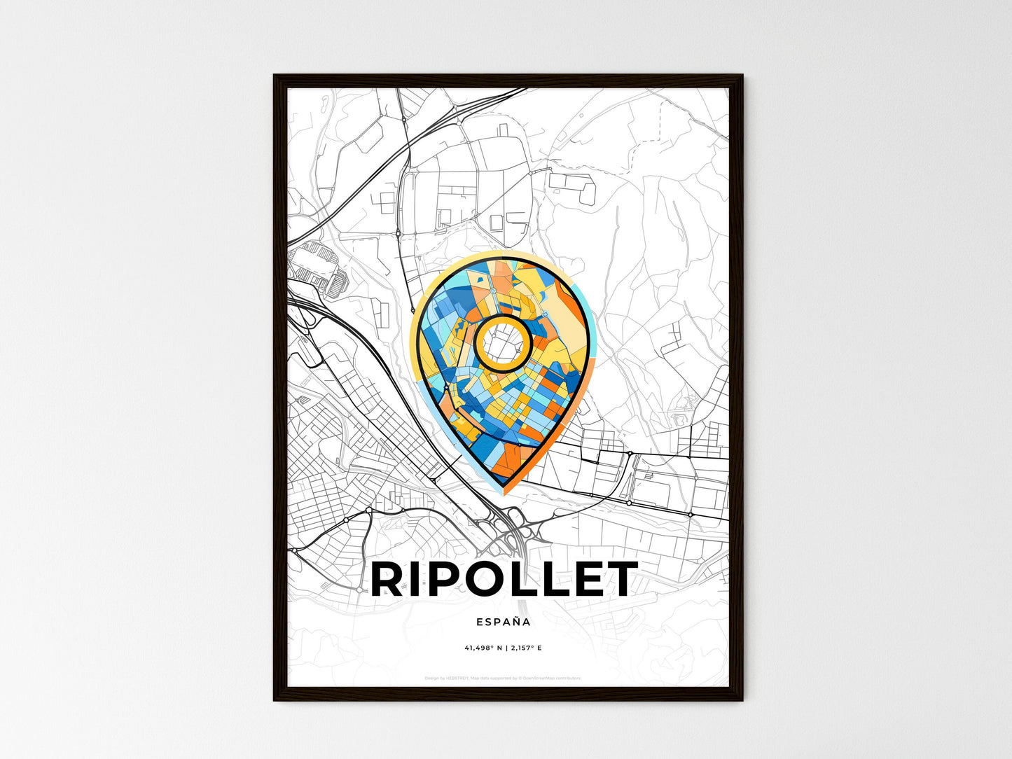 Ripollet Spain wedding art map with pointer icon