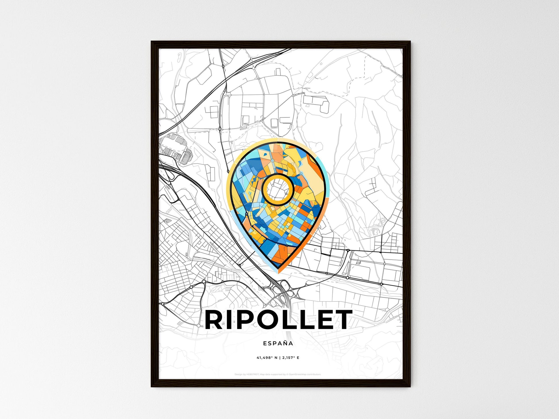 Ripollet Spain wedding art map with pointer icon