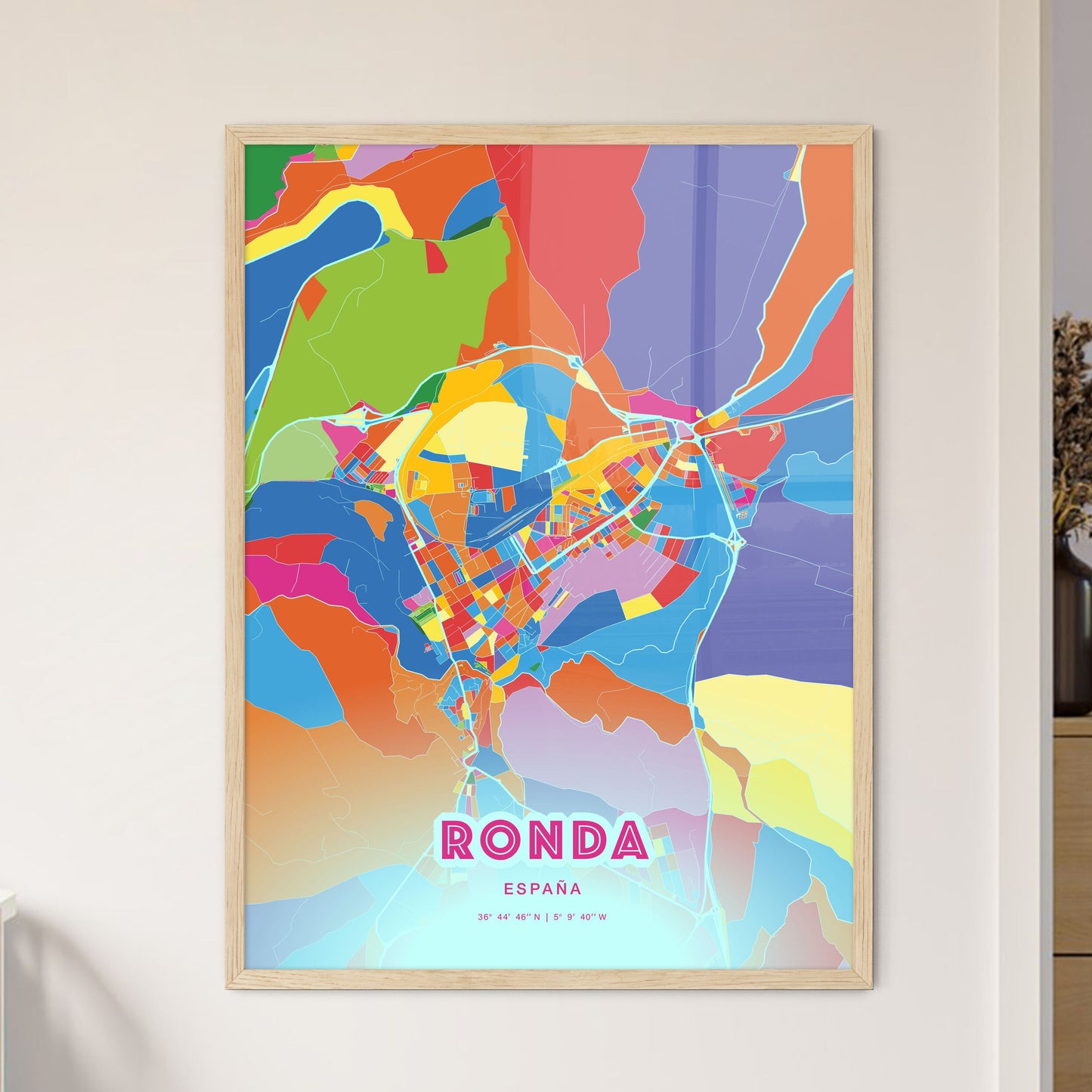 Colorful RONDA SPAIN Fine Art Map Crazy Colors