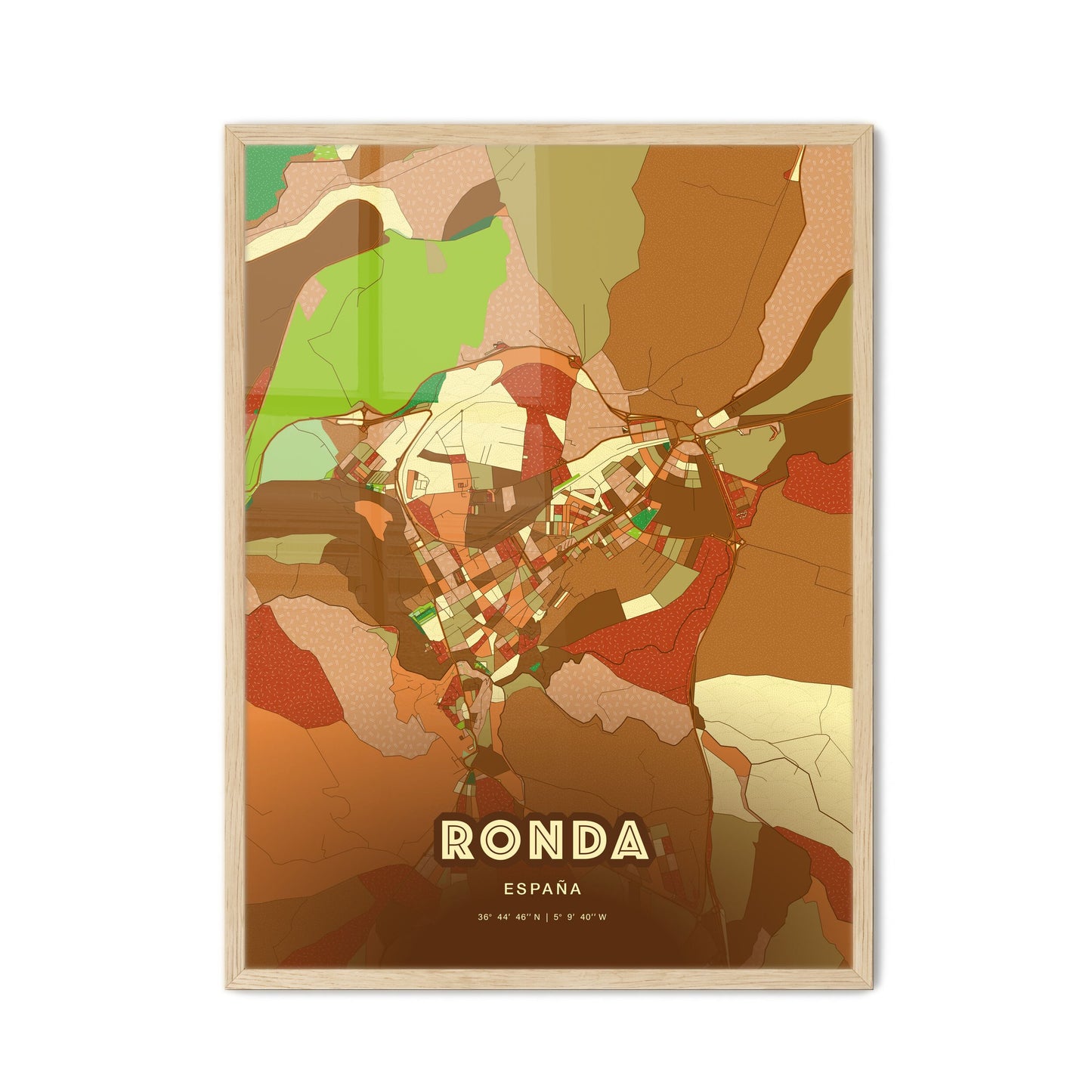 Colorful RONDA SPAIN Fine Art Map Farmhouse