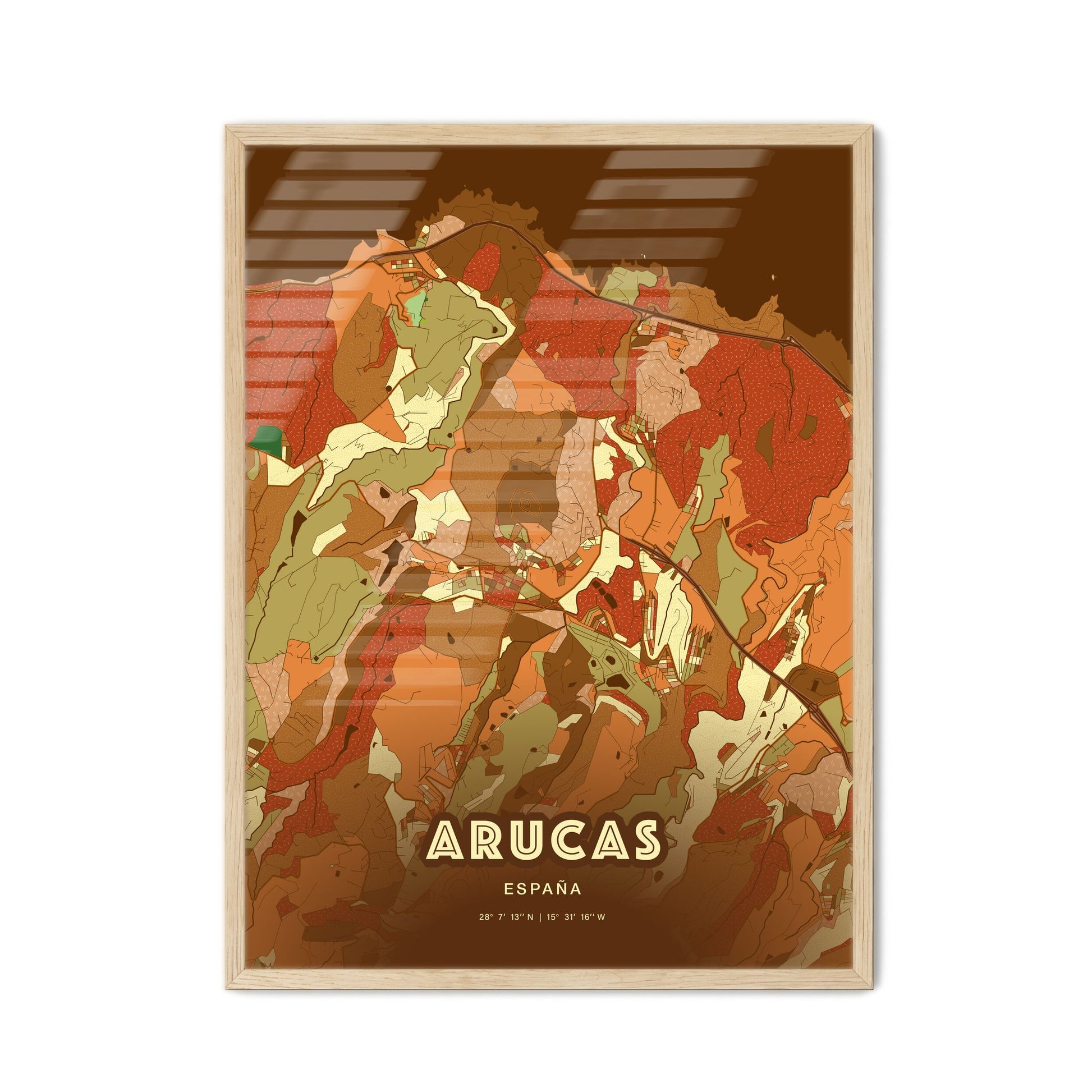 Colorful ARUCAS SPAIN Fine Art Map Farmhouse