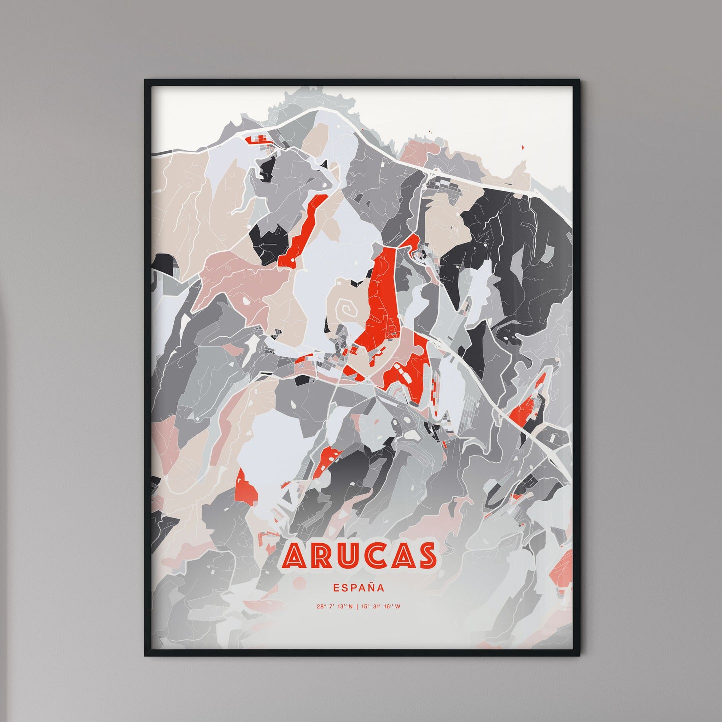 Colorful ARUCAS SPAIN Fine Art Map Modern