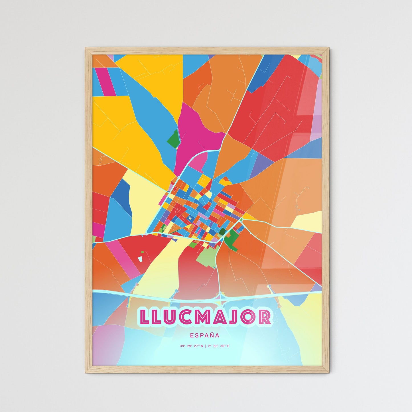 Colorful LLUCMAJOR SPAIN Fine Art Map Crazy Colors
