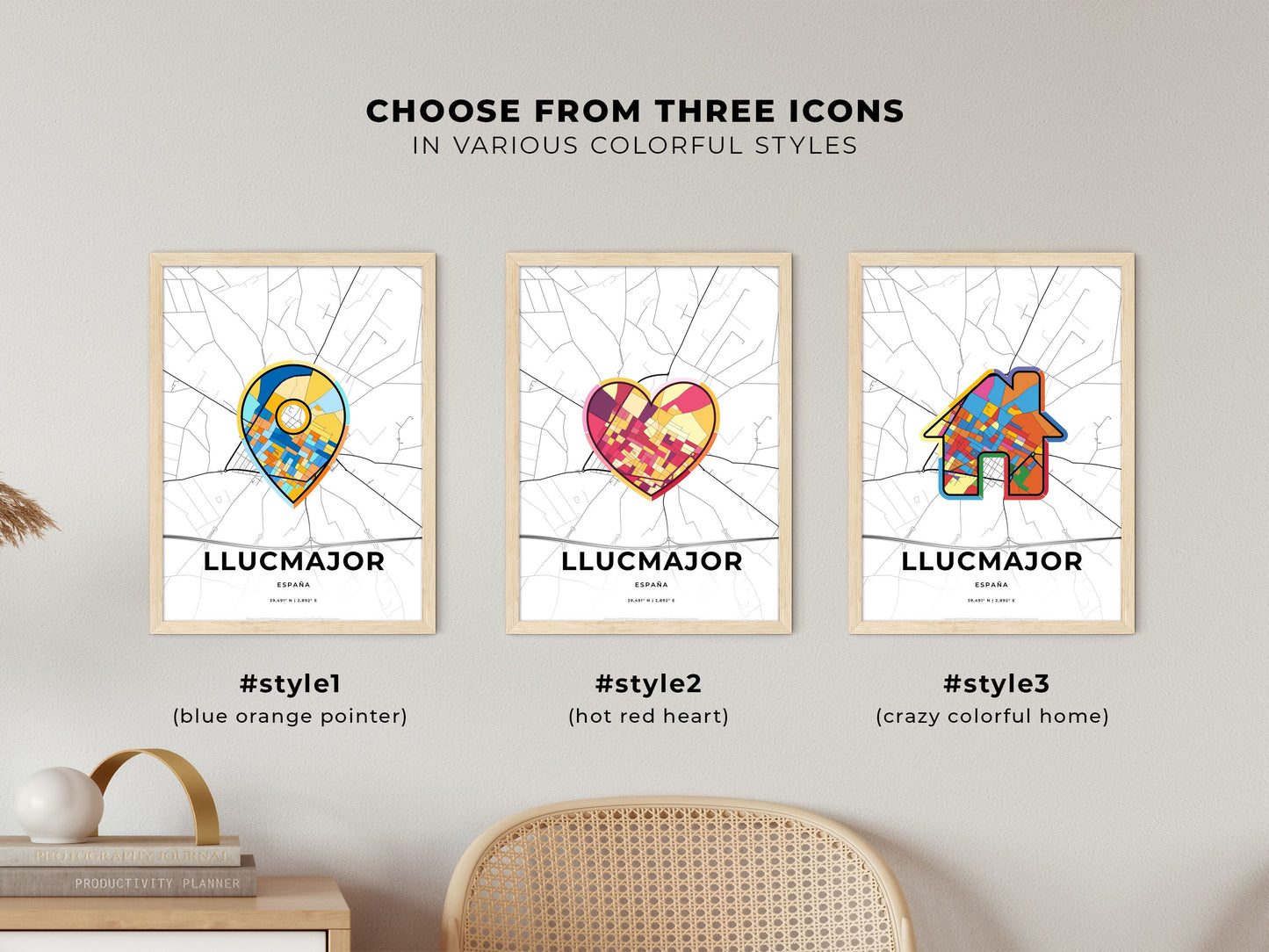 Llucmajor Spain maps with colorful icons