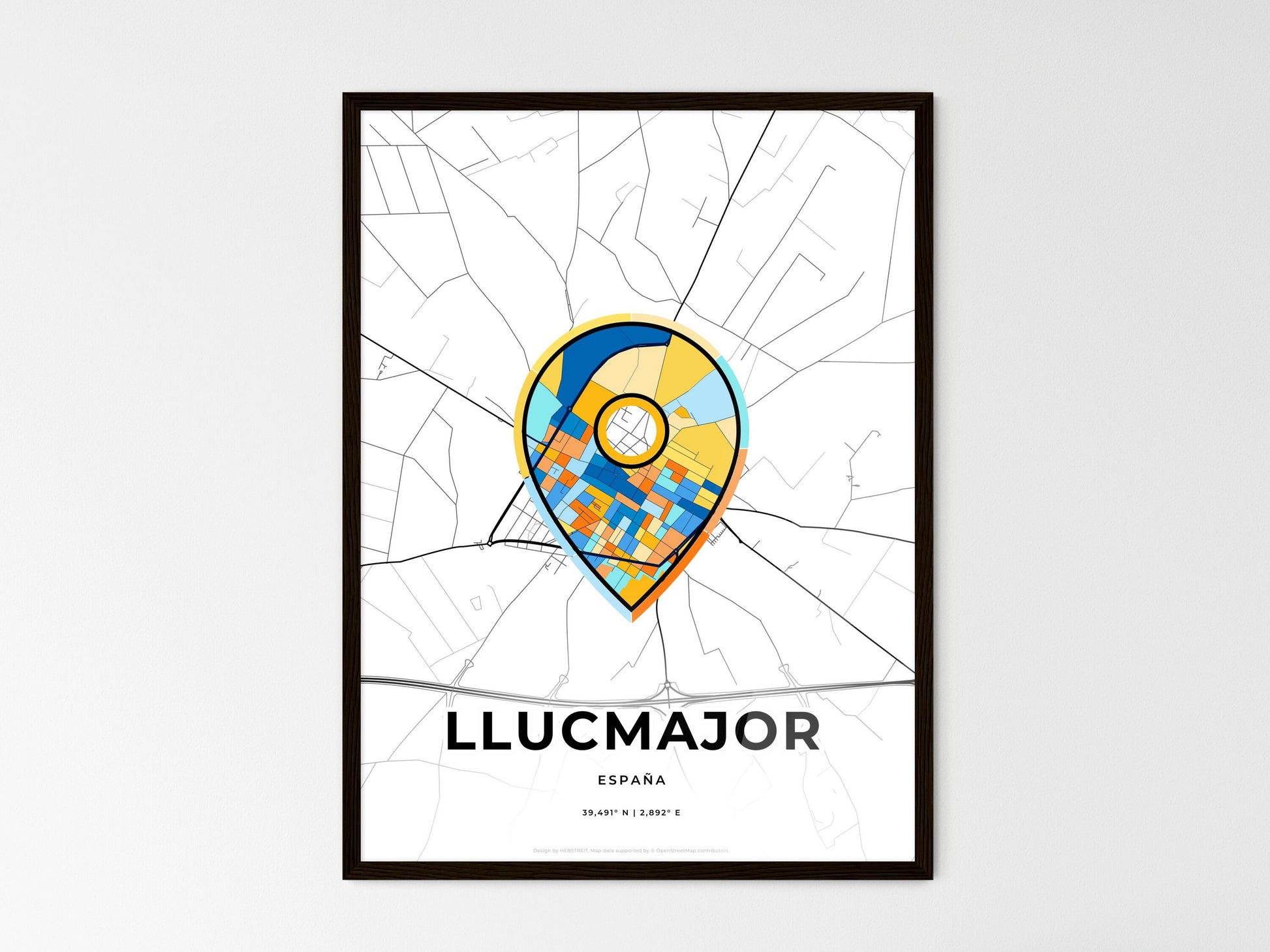 Llucmajor Spain wedding art map with pointer icon