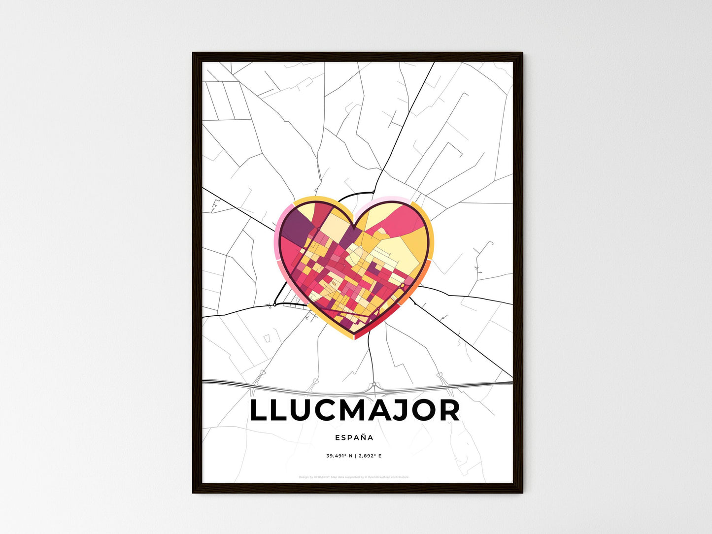 Llucmajor Spain wedding art map with heart icon