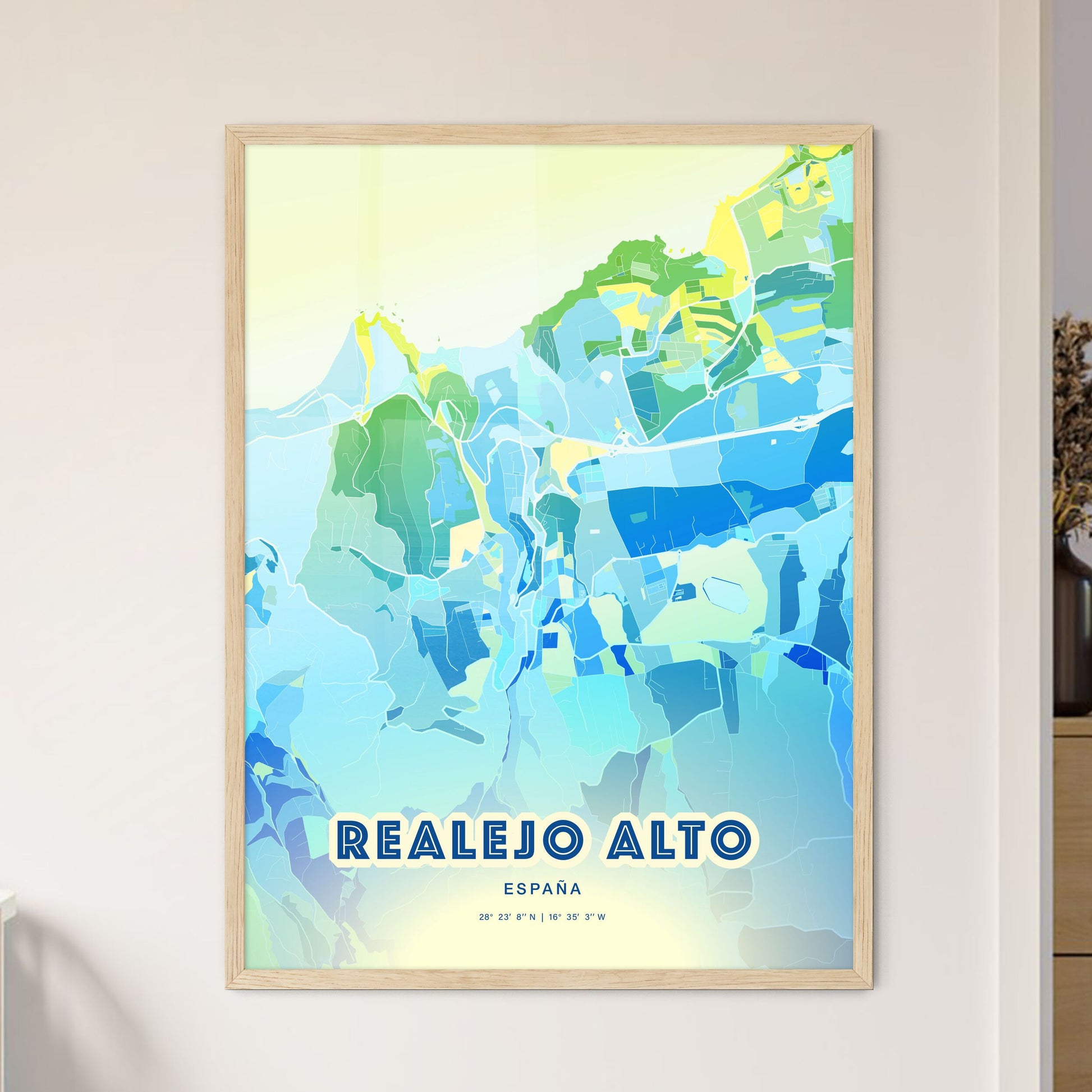 Colorful REALEJO ALTO SPAIN Fine Art Map Cool Blue
