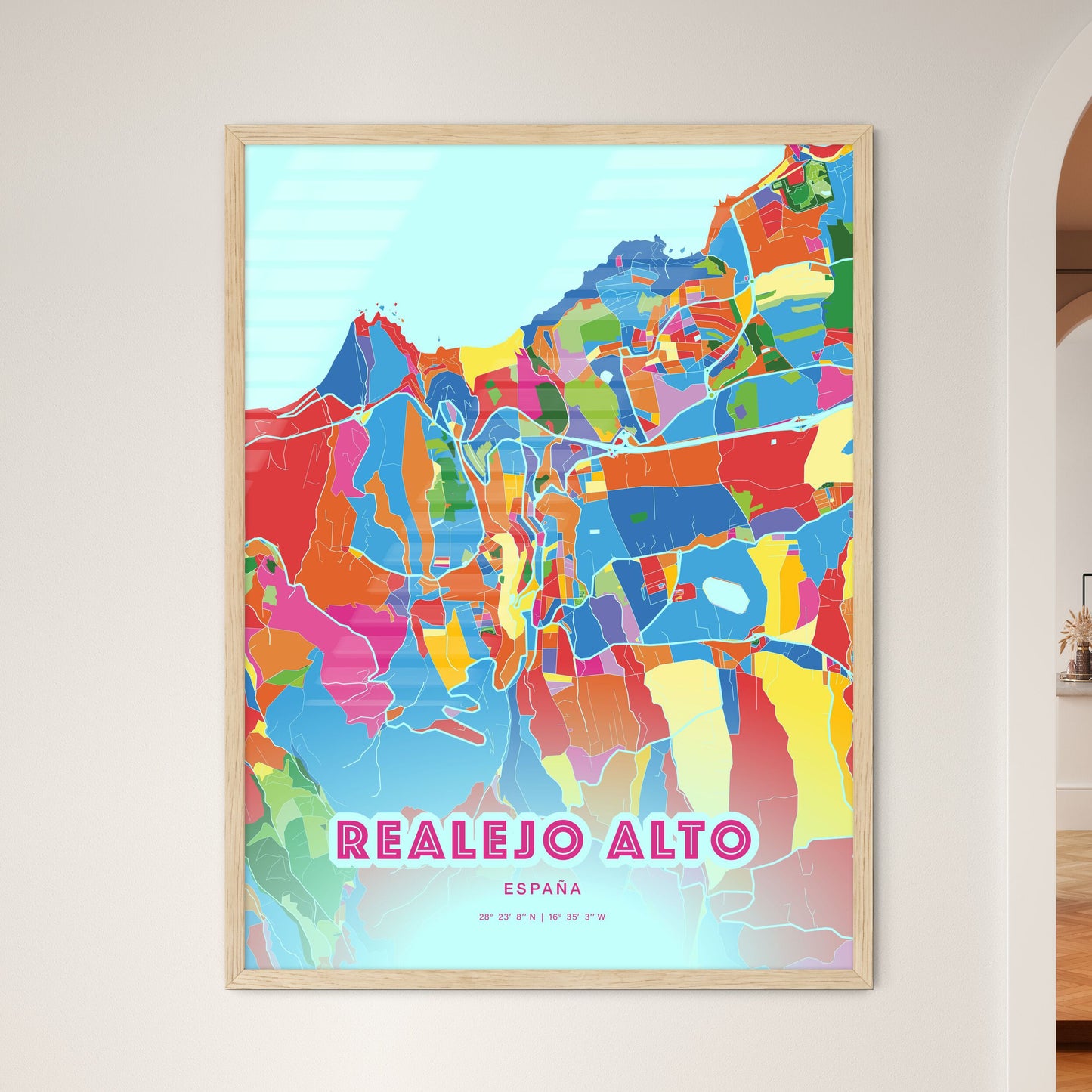 Colorful REALEJO ALTO SPAIN Fine Art Map Crazy Colors
